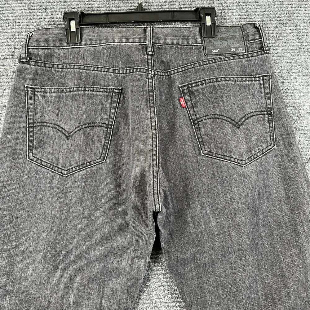 Levis 562 Loose Taper Jeans Mens 34x29 Grey Washed Denim Button Fly Casual